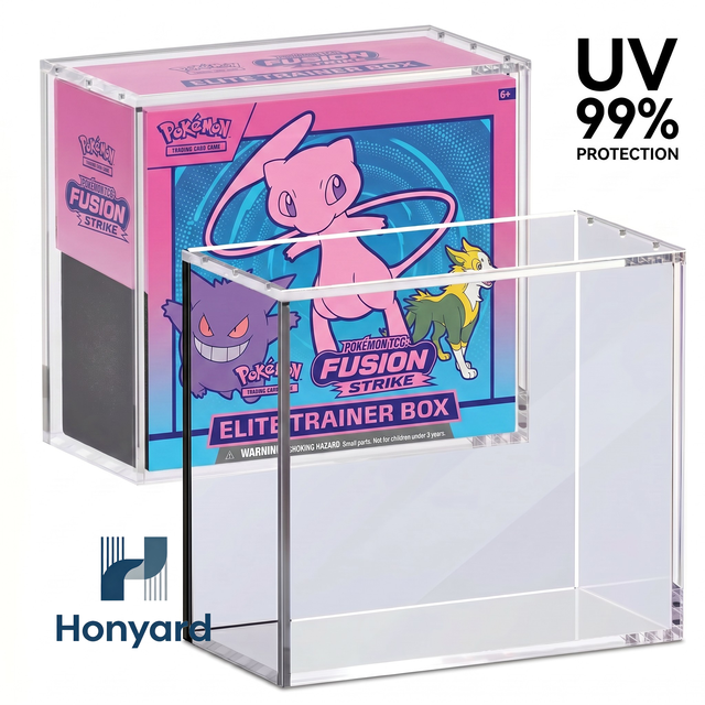 Honyard Clear Acrylic Case Elite Trainer Box ETB Display Case UV Protection for Lightweight Magnetic Contemporary Style