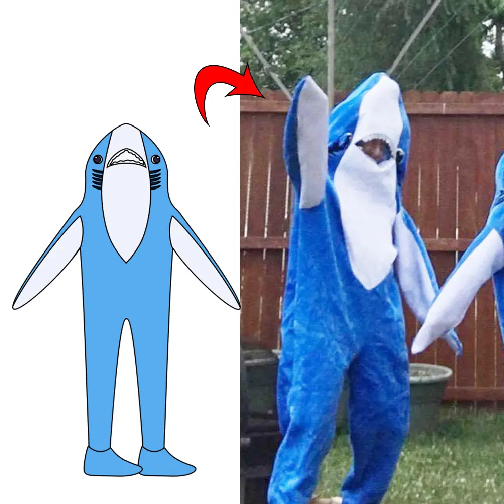 Personalizado de peluche de felpa tiburón traje de la mascota de impresión de logotipo cosplay divertido tiburón muñeca traje