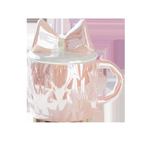 Taza de Cerámica con Lazo Bonito de Perla, Taza de Agua para Parejas, 370 ml, Estilo Moderno Duradero, Regalo de Cumpleaños, Caja de Regalo