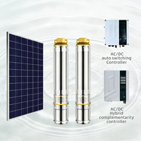 Pompe à eau solaire AC/DC de 3 pouces, pompe submersible sans balais pour puits profond, pompe d'irrigation solaire en acier inoxydable pour ferme