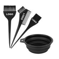 Ensemble brosse et bol pour teinture capillaire avec logo personnalisé, brosse à cheveux en plastique, brosse de coiffage noire, kit d'outils pour la teinture des cheveux pour salon