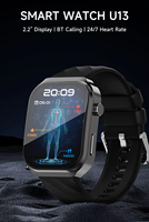 U13 Android Smartwatch – Quadratisches Design, TFT-Display, IP67, Fitness- und Schlaf-Tracker, Wecker, Fernbedienung, magnetische Anrufannahme