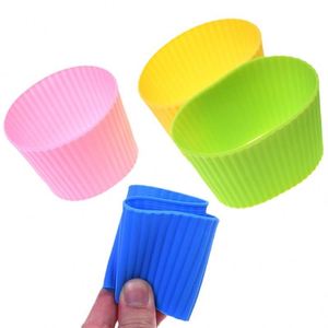 Manchon de tasse à café en silicone résistant à la chaleur, antidérapant, réutilisable, couleurs assorties, protection pour bouteille en verre et tasse, directement de l'usine - Product Image 3