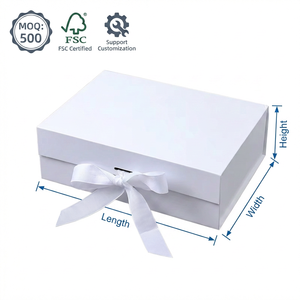 Boîte cadeau pliable en carton rigide avec nœud en ruban de luxe, personnalisation rapide, emballage magnétique pour cosmétiques, bijoux, couleur unie - Product Image 1