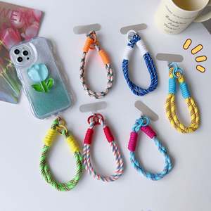 Portable <b>Accessories</b> Colorful Short Nylon Rope With Patch Tab Cell <b>Phone</b> Wrist Straps <b>Mobile</b> <b>Phone</b> Rope - Product Image 3