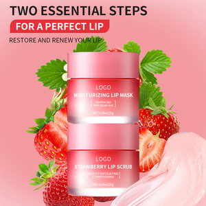 Private Label Vegan Natural Collagen Lip Scrub Set Masker Bibir dan Scrub Exfoliating Pink <span class=keywords><strong>Strawberry</strong></span> Lip Scrub dengan Aplikator - Product Image 4