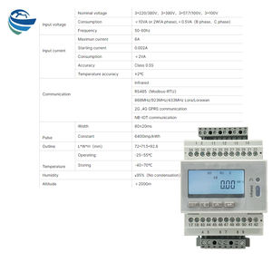 Medidor de energía múltiple trifásico de carril Din, Monitor de energía inteligente RS485, para uso de <span class=keywords><strong>IoT</strong></span> y medición eléctrica normal - Product Image 2