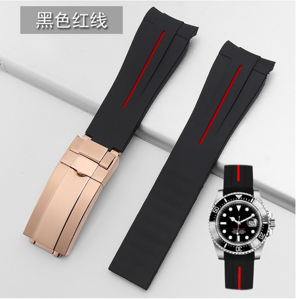 Black red+rose gold buckle