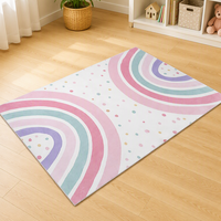 Tapis Hapton Arc-en-ciel Géométrique Antidérapant à Poils Moyens Réversible en Polyester Lavable pour Chambre et Salon
