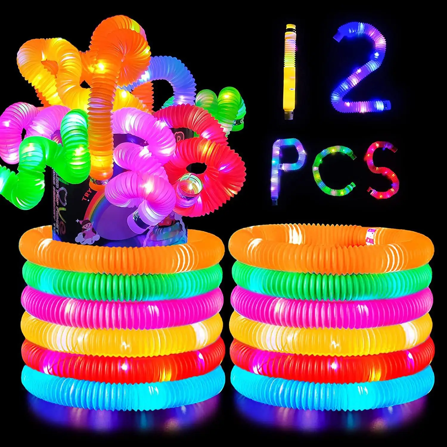 Tubes lumineux Pop Tubes lumineux à LED Vente en gros Bâtons lumineux Collier Bracelets Party Favors Jouets extensibles pour enfants