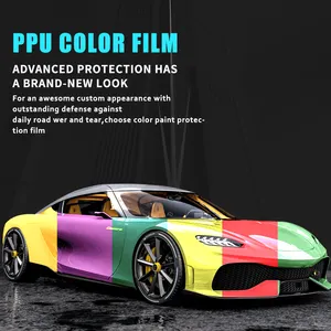 Air Bubble gratis bungkus vinil atas mobil dengan PET Liner bahan TPU bentuk rol Film berubah warna dari putih ke merah