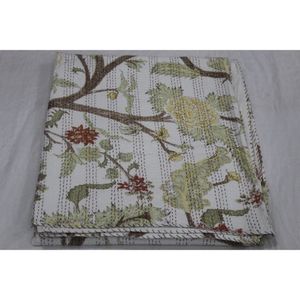 Ethnic <b>Indian</b> Kantha Bedspread & <b>Quilt</b> Handmade Printed Cotton Washable Soft Eco-Friendly Home Decor for Great Price - Product Image 1