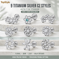 Anneau de lèvre en spirale en titane plaqué or ASTM F136 avec zircon cubique marquise et rond, manchette d'oreille, bijoux de corps tendance pour mariage, fiançailles, cadeau
