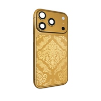 Pour iPhone 17 Pro : Cadre de téléphone plaqué or 24 carats, design de luxe, motif gravé profond, électroplaqué, populaire à Dubaï