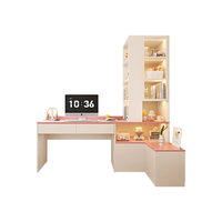 Bureau d'étudiant intégré avec étagère Bibliothèque d'angle en métal Table de chevet Bureau d'étude à domicile Bibliothèque Armoire de rangement