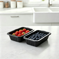 Barquette alimentaire noire en PP thermoscellable, empilable, étanche et jetable pour repas pré-cuits et ligne de scellage automatique