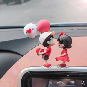 Balon pernikahan Mini kekasih pengantin pria kartun lucu mainan Dekorasi Aksesori Interior mobil Mini idola dasbor Resin - Product Image 4