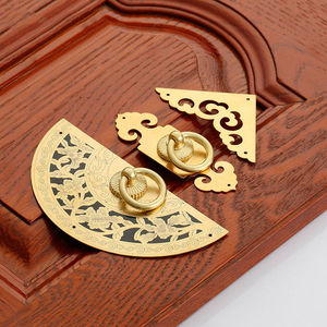 <strong>Copper</strong> Furniture Hardware Accessories Chinese Classic Gold Round Ambry Wardrobe Door <strong>Handle</strong> Antique Shoe Ark <strong>Handles</strong> - Product Image 4