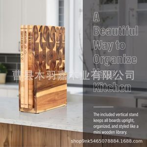 Juego de Tablas de Cortar de Madera de Acacia, 3 Piezas, en Forma de Libro con Soporte, Tabla de Cortar de Madera Maciza para Cocina, Multifuncional, Antiolor - Product Image 2
