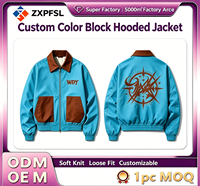 Blouson Bomber Vintage à Revers Contrastant avec Logo Personnalisé, Veste Streetwear Homme Coupe Ample, Approvisionnement Direct Usine