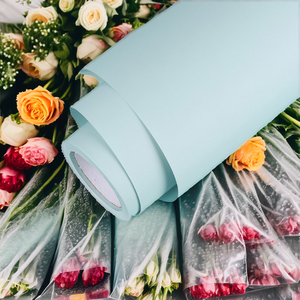 58cm 15yards Coated PE Matte Waterproof Wrapping Paper Roll Solid Color Blue Flower Bouquet Craft <b>Packaging</b> <b>Material</b> - Product Image 2
