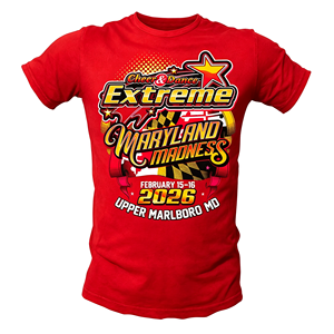 Camiseta de Competición Cheer Dance Extreme Maryland Madness con Gráfico de Bandera del Estado de MD, Estrella y Cinta, Cuello Redondo, Manga Corta, Color Azul Marino Upper <span class=keywords><strong>Marlboro</strong></span> - Product Image 4