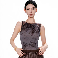 Tenue de danse classique pour femmes, tenue de yoga et de gymnastique, combinaison d'entraînement pour adultes, justaucorps imprimé avec panneaux en maille, sans manches, B354
