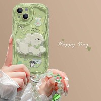Support de Support Créatif pour Chiot avec Bracelet Fleur TPU Housse de Téléphone Portable pour Iphone 7 8 X Xr Xs 11 12 13 14 15 16 17 Pro Max