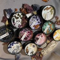 Bougies en Cire de Soja Parfumées Artisanales Unique, Guérison Spirituelle Tarot, Économiques, Faible QMC, Boîte en Cristal avec Cristaux