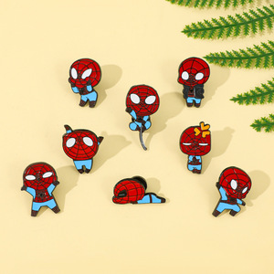 Broche de col créative en alliage électroplaqué émaillé, motif <span class=keywords><strong>Spider</strong></span>-<span class=keywords><strong>Man</strong></span> de dessin animé, avec technique d'huile coulante, personnage de super-héros - Product Image 6