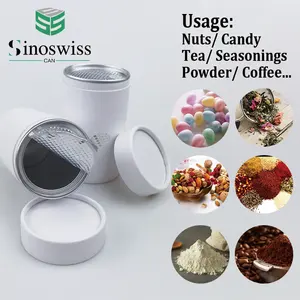 Custom Cylinder Round Food Grade Cardboard Tea Powder Packaging Paper Tube With Peel Off Airtight Lid