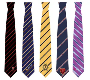 Gravata de poliéster personalizada barata com logotipo do fabricante para crianças, gravata personalizada para uniformes escolares