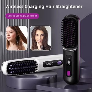 Mini <span class=keywords><strong>brosse</strong></span> <span class=keywords><strong>lissante</strong></span> électrique professionnelle pour femmes USB, ions négatifs, sans fil, recharge sans fil, capacités de lissage - Product Image 4