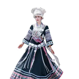 Depth Guizhou Miao Handmade Embroidered Flower Festival Dress Chinese Miao Performance Clothing