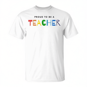 Camiseta con diseño de texto colorido para educadores, orgullosos por ser profesores - Product Image 2
