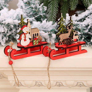 Nouvelle Décoration de Noël 2020 en Bois Coloré à Assembler, Traîneau Remorqué par des Rennes, Cadeau, Comprend une Pomme de Pin pour Noël - Product Image 3