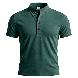 Men's Slim Fit Short Sleeve Knitted T-Shirt Solid Color Casual Anti-Wrinkle Spandex/Cotton Customizable Green Summer 200 Grams - Product Image 1