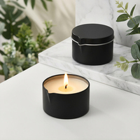 Productos de Tendencia al por Mayor: Caja de Estaño Negra Mate para Velas de Masaje con Tapa con Boquilla