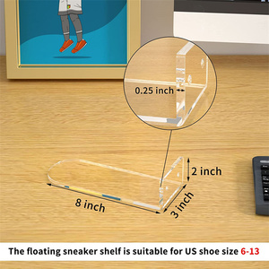 Étagères à chaussures murales modernes en acrylique transparent écologique de 3 mm <span class=keywords><strong>d</strong></span>'épaisseur, présentoir à chaussures flottant - Product Image 4