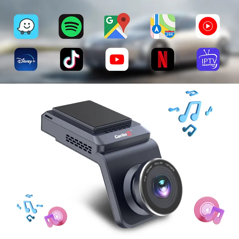 Carlinkit 64GB gương 4k Dash Cam TACHOGRAPH xe chơi hộp đa phương tiện Ổ Đĩa Ghi Video cho Youtube trò chơi Netflix