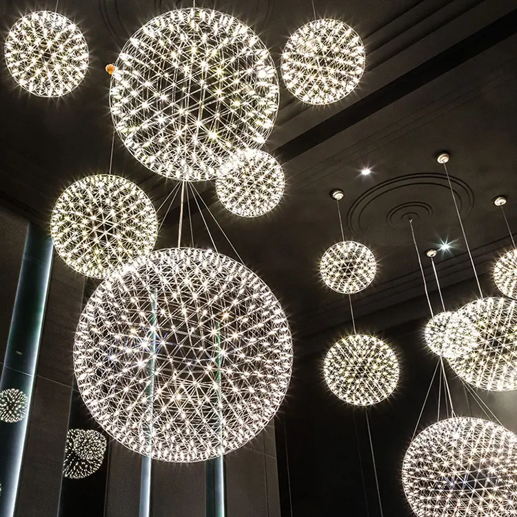 Modern basit yaratıcı kıvılcım yıldızı kolye ışık led avizeler LED havai fişek ışık topları otel merdiven için alışveriş merkezi