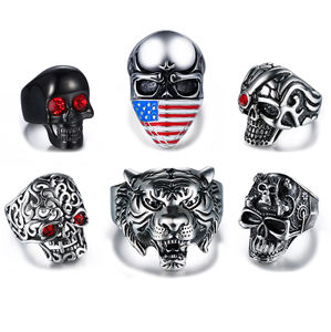 Punk motocicleta Retro personalidad estilo 316 Acero inoxidable calavera hombres anillo <span class=keywords><strong>fuente</strong></span> fábrica precio al por mayor - Product Image 3