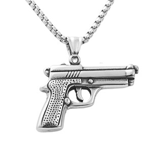 Yunnique – collier avec pendentif pistolet en acier inoxydable pour hommes, bijoux de mode de Style rétro, 190136 - Product Image 4