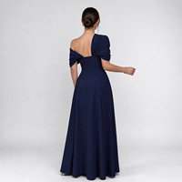 Robe de soirée élégante pour femme, sans bretelles, col asymétrique, taille ajustée, fente haute, coupe trapèze, écologique, idéale pour les événements professionnels