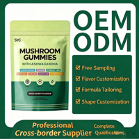 Complément alimentaire en gommes OEM Vegan Natural Lion Mane Ashwagandha 10 en 1 à base de mélange de champignons pour le soutien immunitaire des adultes, saveur pêche