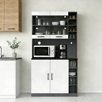 Buffet de cuisine moderne en bois multifonctionnel, armoire de rangement autonome, buffet, armoire de présentation, vitrine à 4 portes