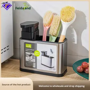 Support de rangement en acier inoxydable de Style européen haut de gamme pour bouteilles de <span class=keywords><strong>liquide</strong></span> compartiment organisateur d'évier de cuisine support de <span class=keywords><strong>vaisselle</strong></span> - Product Image 2