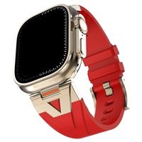 Compatible pour Apple Watch Series 10 Bandes Style Militaire Fermoir en Métal Bracelet en Silicone pour IWatch Remplacer le Bracelet de Montre