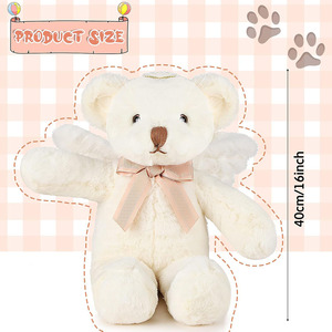 Peluche Ours Ange Peluche Animal Mignon Aile Arc Poupées Petite Amie ODM Famille Garçon Fille Baby Shower Personnalisé Baptême Ours Peluche - Product Image 3