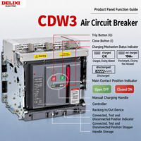 Disjoncteur de circuit à air DELIXI série CDWX, basse tension, avec cadre extractible, contrôleur intelligent, protection contre les surcharges et les courts-circuits